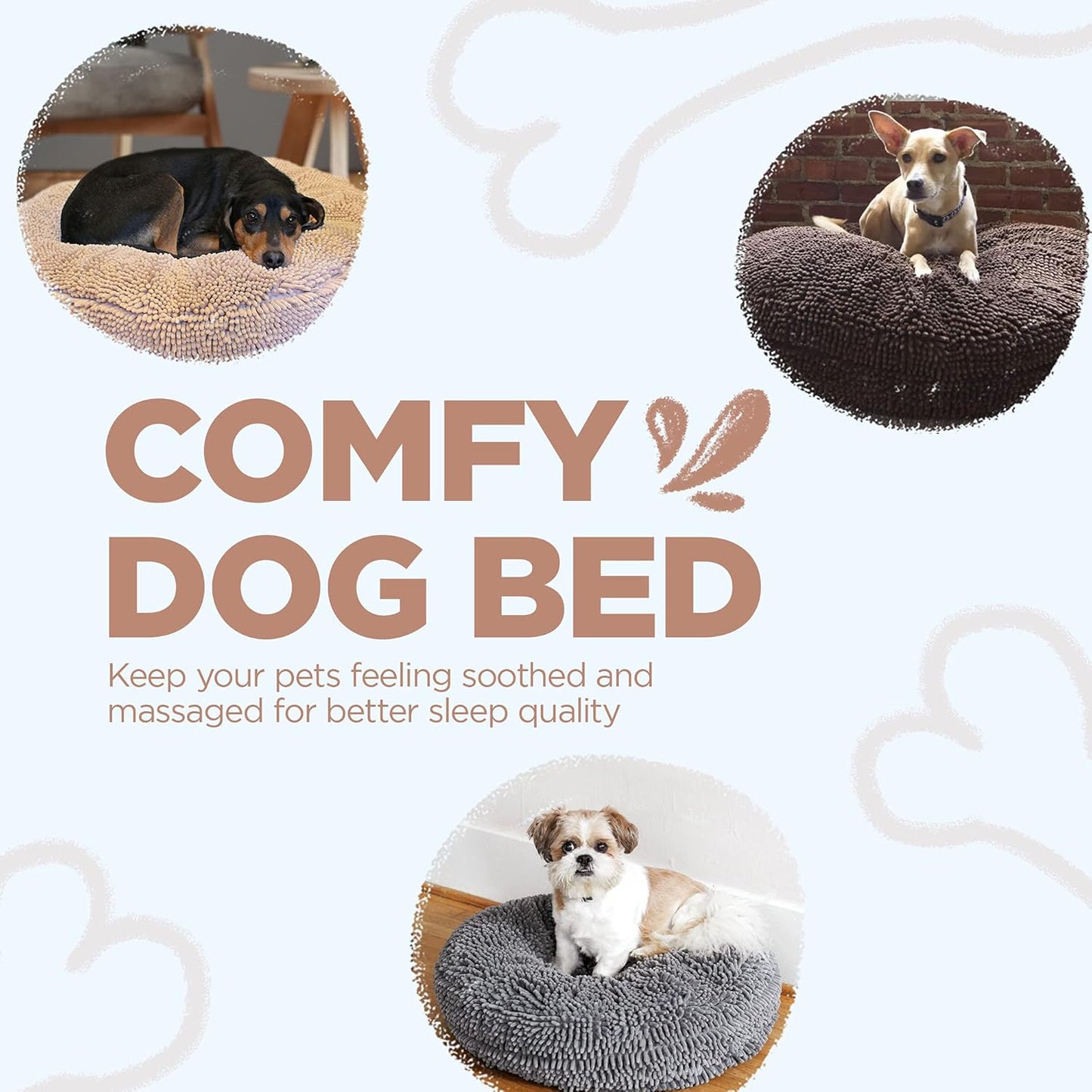 Super Snoozer Dog Bed | Beige | Medium (24”X24”X6”) | Microfiber Chenille round Bed for Dogs | Moisture Wicking Comfort
