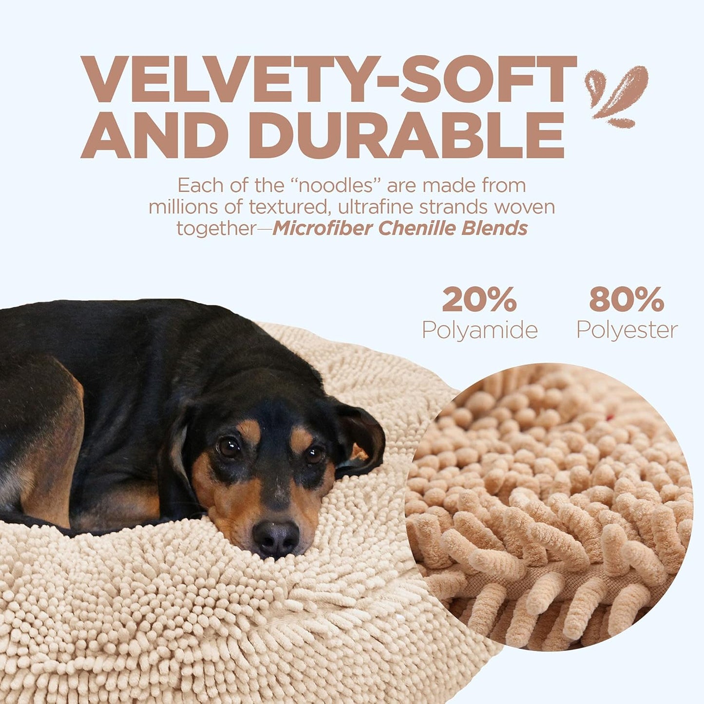 Super Snoozer Dog Bed | Beige | Medium (24”X24”X6”) | Microfiber Chenille round Bed for Dogs | Moisture Wicking Comfort
