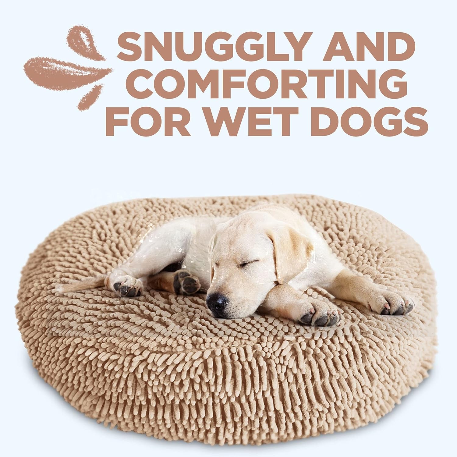 Super Snoozer Dog Bed | Beige | Medium (24”X24”X6”) | Microfiber Chenille round Bed for Dogs | Moisture Wicking Comfort